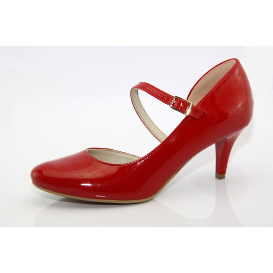 Piros keresztpántos menyecske cipő Claris