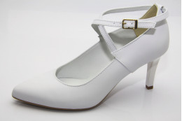 Fehér keresztpántos esküvői cipő Isabel 2