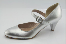 Ezüst alkalmi bőr cipő esküvőre Zoey
